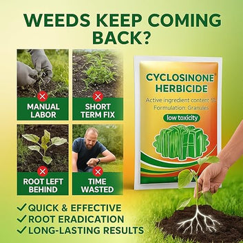 Cyclosinone Herbicide Granules and growth supplements(pack of 2)